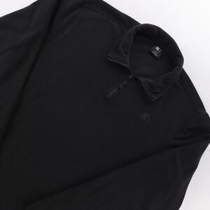 Starter Mens Black Grid Fleece 1/4 Zip Pullover Jacket Size Large L Mock Neck